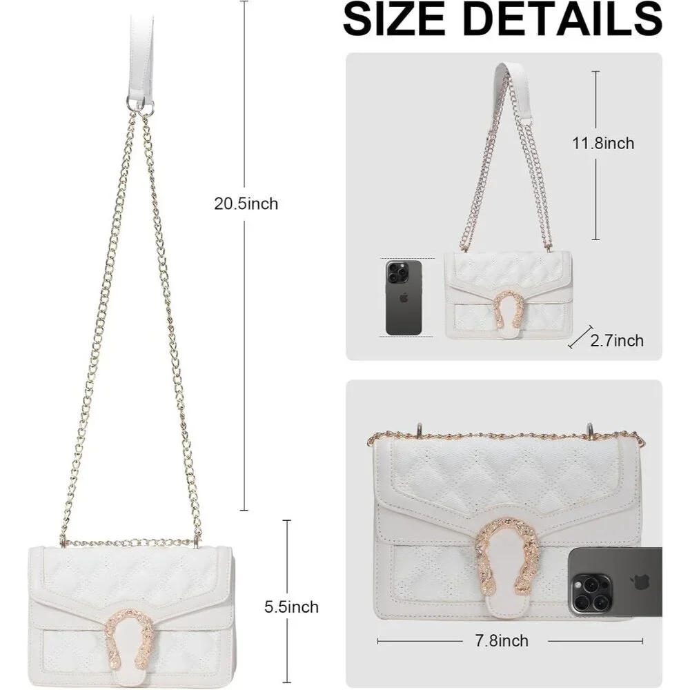 ⚡ Women's Casual Snake Vegan Leather Print Fashion Satchel Crossbody White Bag